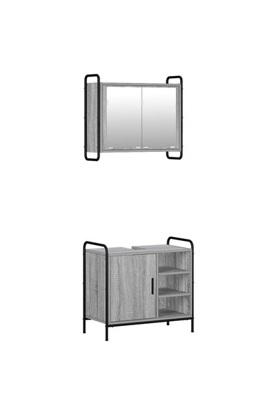 vidaxl Set dulap baie 2 buc. Sonoma gri 65,5 x 34 x 61 cm