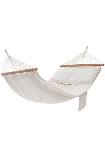 SONGMICS Hamac dublu cu bară din lemn, perne incluse, max. 300 kg, 210x150 cm...