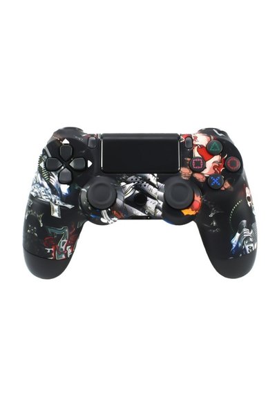 OEM Ασύρματο Gamepad για PS4 με Cards Theme #1, Μαύρο Doubleshock