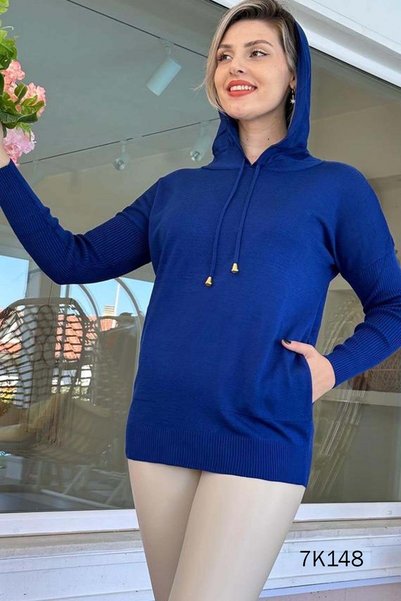 İnce Topuk Hooded Knitwear Blouse 7K148