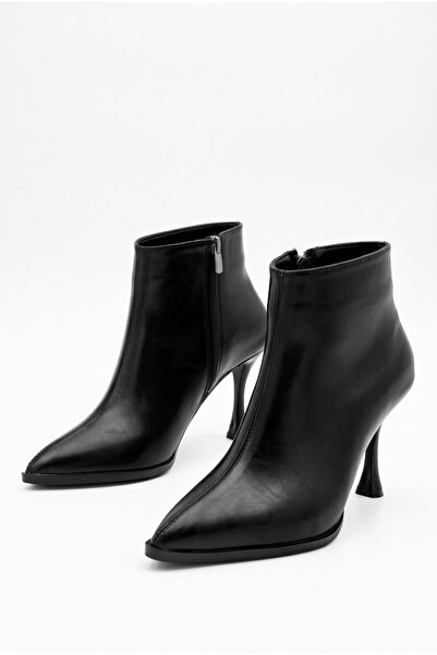Redoxy Γυναικείες μαύρες μπότες με μυτερή μύτη και φερμουάρ, με λεπτό ψηλό τα...