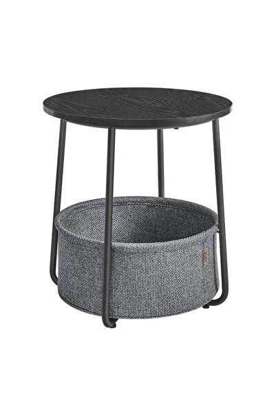 VASAGLE Masă de cafea rotundă cu coș din material textil, stil modern, 45x50c...