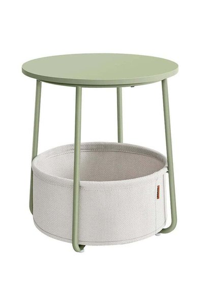 VASAGLE Masă de cafea rotundă cu coș din material textil, stil modern, 45x50c...