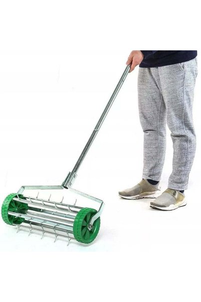 MyOfficeShop Scarificator și aerator manual pentru gazon cu 27 de țepi, lățim...