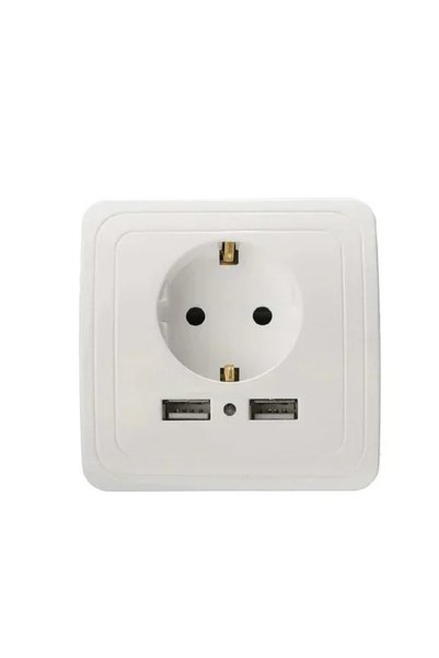 OEM Μονή χωνευτή πρίζα με 2 θύρες USB σε λευκό χρώμα