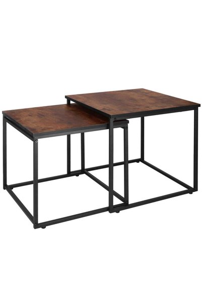 MyOfficeShop Set de 2 măsuțe de cafea, cadru din oțel, stil industrial, 50x50...