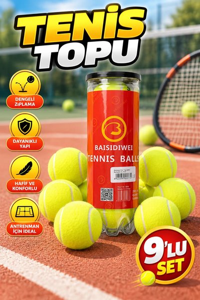 canrodi 9’lu Tenis Topu Seti – Dengeli Zıplama ve Dayanıklı Yapı