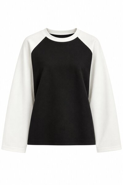 Laluvia Tricou negru cu mâneci raglan, model oversize - 4271