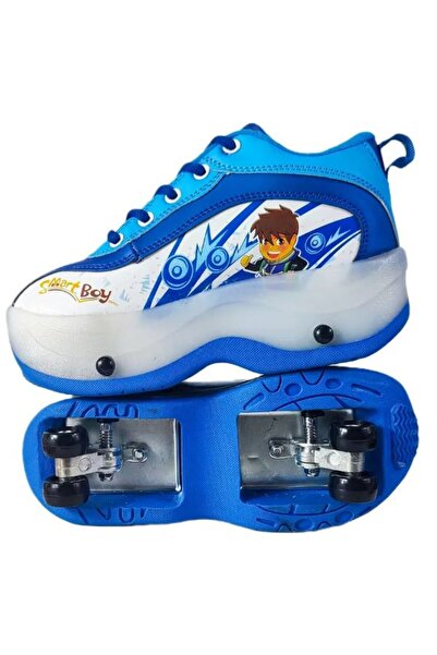 Generic 2-In-1 Light Up Skating Shoes With Double Wheels-28 Size -Blue