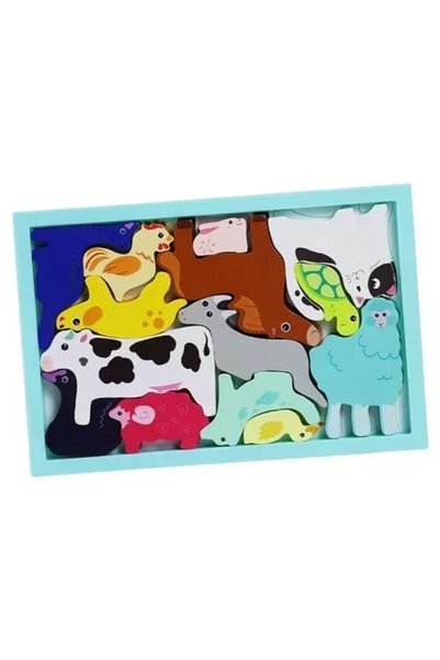 OEM Εκπαιδευτικό ξύλινο παιδικό Puzzle 3D 22.5×15 εκ. SDS-26121 ζώα φάρμας