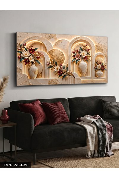 Evinemoda Pink Flowers in a Vase One Piece Unlit Canvas - Canvas Painting