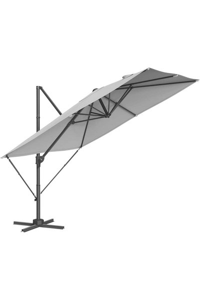SONGMICS Umbrelă de grădină cu manivelă, tip pendul, 270x270 cm, UPF 50+, 360...