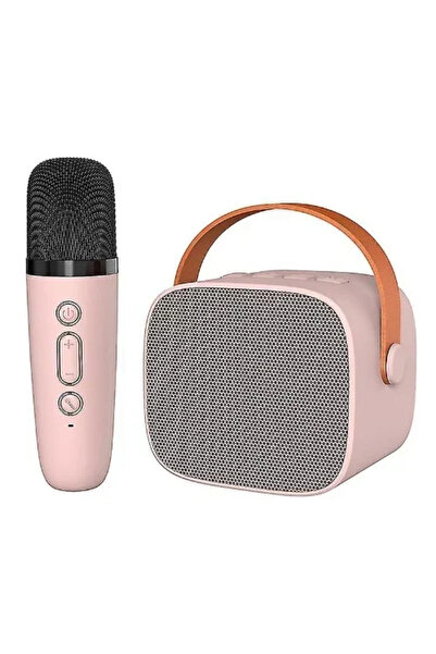OEM Ασύρματο ηχείο Bluetooth 6W με λαβή μεταφοράς και μικρόφωνο Karaoke - ροζ K1