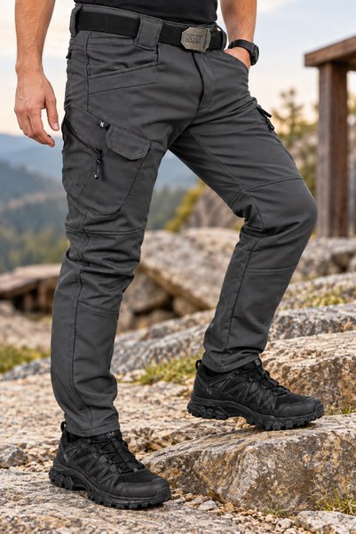 SUİT AYDIN A Quality Men's Softshell Model Tactical Outdoor Pants – Multi-Pocket Cargo Pants – Black, Khaki, Anthracite