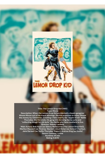 OEM Infographic Poster The Lemon Kid, Classic Movie, 250g Cardboard, A4