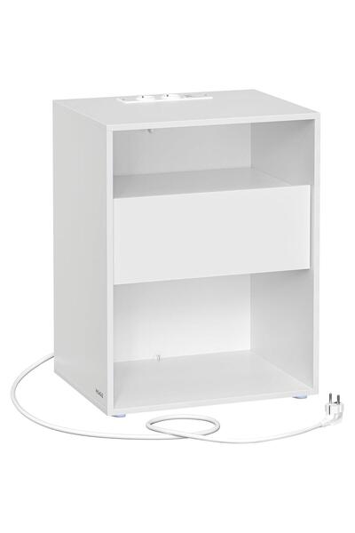 VASAGLE Noptieră cu sertar și stație de încărcare, 2 prize, 2 porturi USB, 45...