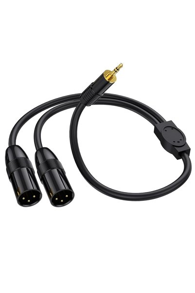 Generic كابل محول XLR إلى 3.5 مم على شكل Y، موصل صوتي ستيريو TRS ذكر إلى مزدو...