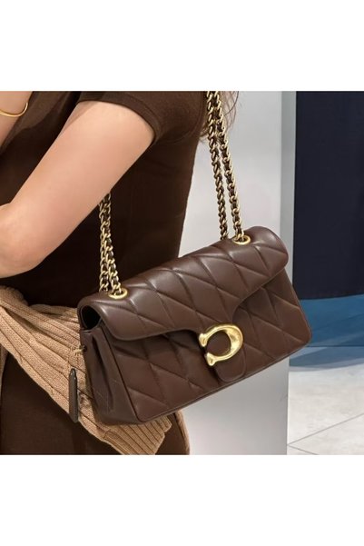 COACH 1941 حقيبة كتف جلد مبطّن ، لون بني قهوة، 25 سم × 8 سم × 14 سم