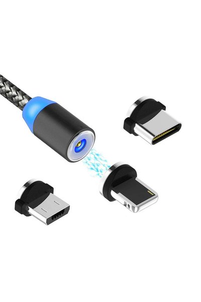 Generic كابل شحن مغناطيسي USB، كابل شحن متعدد الوظائف 3 في 1 مع منفذ مايكرو U...