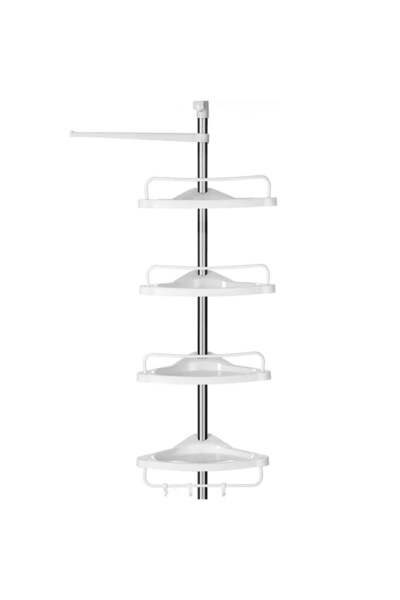 SONGMICS Etajeră de duș de colț, 4 rafturi, înălțime reglabilă 95-300 cm, oțe...