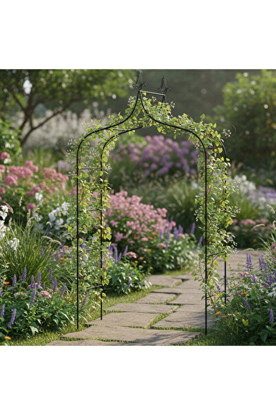 MyOfficeShop Pergola de grădină, metalică cu ornamente decorative, structură ...