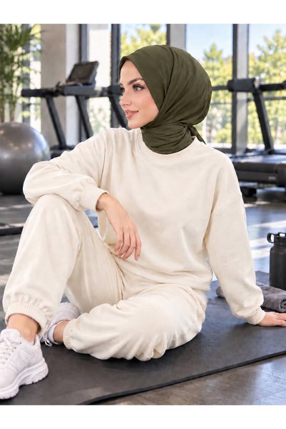 R&S modibone Athletic Hijab Sports Hijab - Tied-Back Khaki, Suitable for Dail...