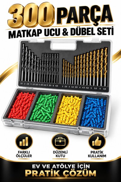 RUFTPRO 300 Parça Matkap Ucu ve Dübel Seti Çok Amaçlı Delme Ucu Takımı Taşıma...