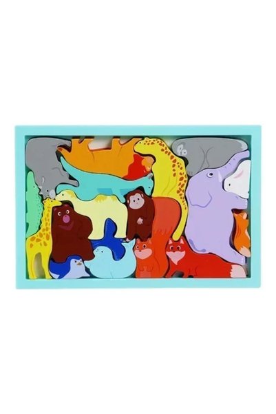 OEM Εκπαιδευτικό ξύλινο παιδικό Puzzle 3D 22.5×15 εκ. SDS-26121 άγρια ζώα