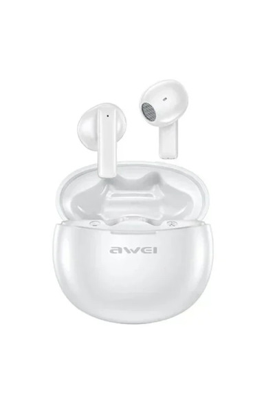 AWEI Mini ασύρματα ακουστικά Bluetooth 5.3 με θήκη φόρτισης T87 σε λευκά χρώμα
