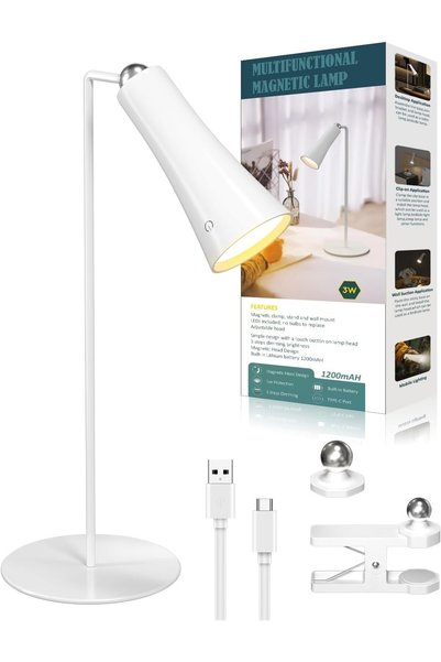 Generic Brand 4-in-1 Magnetic LED Desk Lamp, USB Rechargeable Cordless Table ...