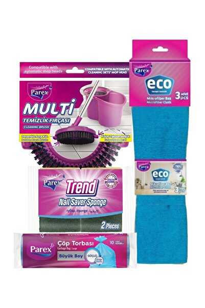 Parex Microfiber Cloth, Large Trash Bag, Cleaning Brush and Sponge Pack
