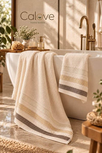 calove Set de prosoape de baie din bumbac moale la atingere, 2 piese – 1 pros...