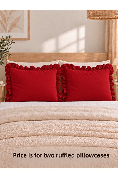 Decamor home İnci Vintage 2 Pieces Red Pillowcase