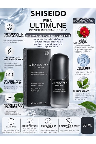 Shiseido Men Ultimune 50 ml – Anti-Wrinkle and Fine Line Care Serum for Men