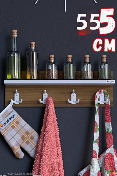 Modilayn Kedi̇ 12-Hook Kitchen Hanger Set of 3 (51.4X19 cm) - Stylish Design,...