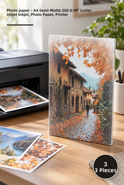 Yenilig 3 pieces of photo paper - a4 semi-matte 260 g/m² luster inkjet, photo...