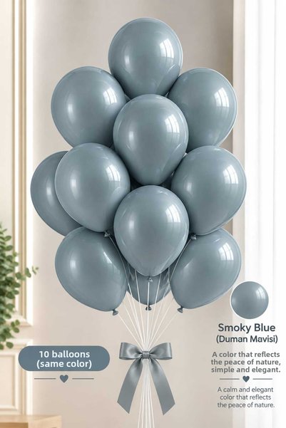 Partixa Latex Balloon Set of 10 - Smoke Blue