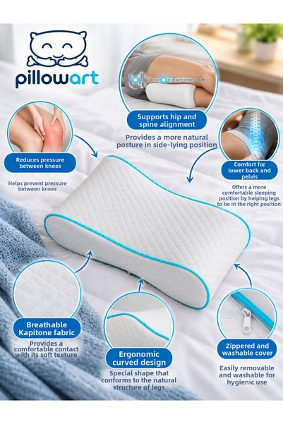 PİLLOWART Visco Knee Pillow – Orthopedic Leg Support Cushion, Ergonomic Sleeping Comfort