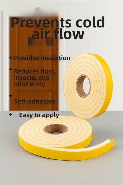 Neler Geldi Neler 4 Pieces X 2.5 Meters = 10 Meters Adhesive Door Tape Heat and Sound Insulation Sponge Cold and Dust Proof