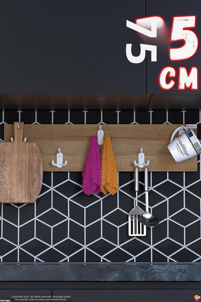 Modilayn Geyi̇k 15-Hook Kitchen Hanger Set of 3 (71.4X9.6 cm) - Stylish Desig...