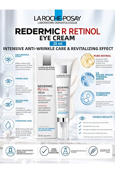 La Roche Posay ريديرميك آر يوكس 15 مل - مضاد للشيخوخة ويساعد على تقليل ظهور ا...
