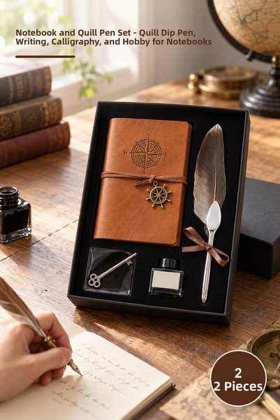 Yenilig 2-Piece Notebook and Feather Dip Pen Set – Feather Dip Pen, for Writi...