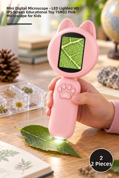 Yenilig 2 Pieces Mini Digital Microscope – Educational Toy with Led Lights an...