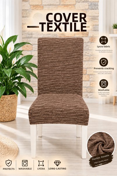 COVER TEKSTİL 6 Pieces Chair Cover Plain Classic Model Chair Cover