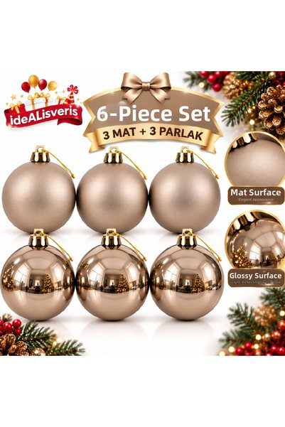BKMC PARTY Set of 6 Gold Silver Red Khaki Green Mink Christmas Balls 3 Matte ...