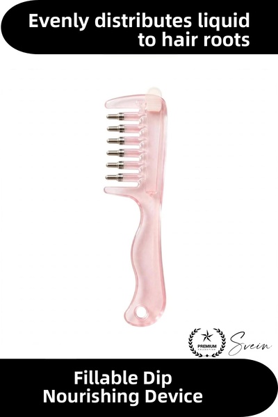 Svein Hair Care Oil Application Comb Serum Applicator Refillable Leakproof Sealed Scalp Massage Transparent Pink Portable Washable Nourishing Liquid Dispenser Compact Model