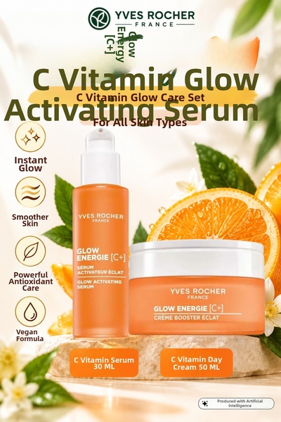 Yves Rocher Glow Energie Vitamin C Day Serum and Cream Dual Care Set - Radian...
