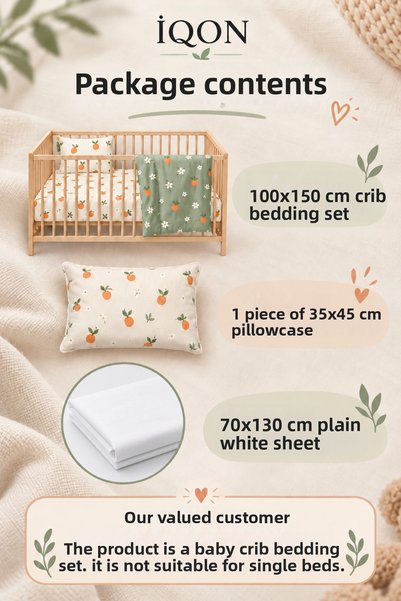 İQON 100% Cotton Baby Duvet Cover Set Colorful Pink