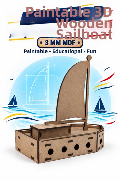 212toyzz 3D Paintable Wooden Sailing Ship Model DIY Educational Toy