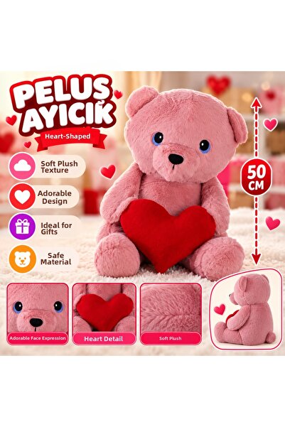 kumkumticaret 7999 50 cm Pink Heart Bear